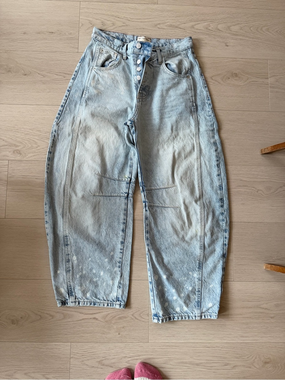 Free People Light Wash Blue High-Rise Barrel Jeans